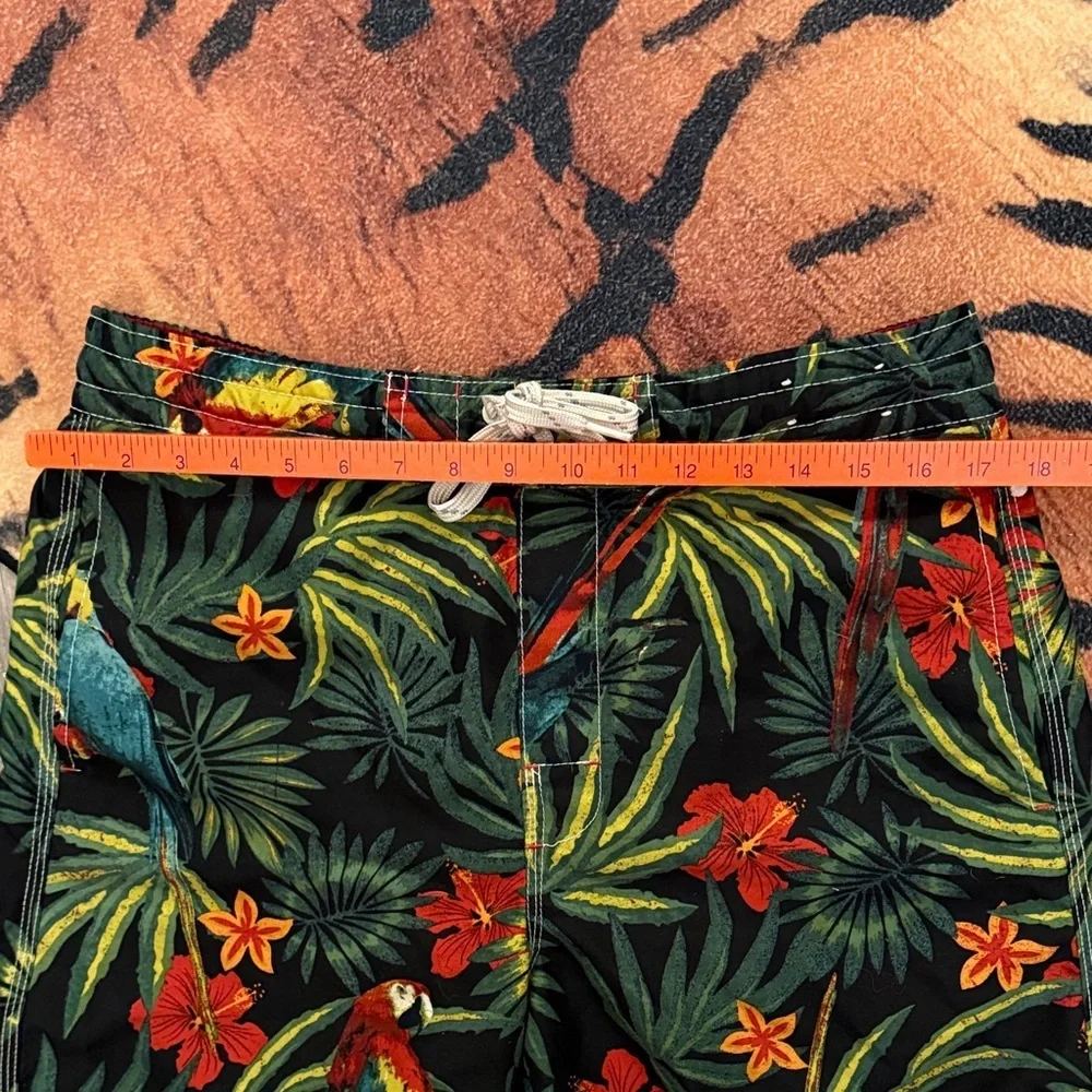 Tropical Parrot Print swim trunks